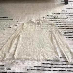 lace, 3/4 sleeve, mock neck top